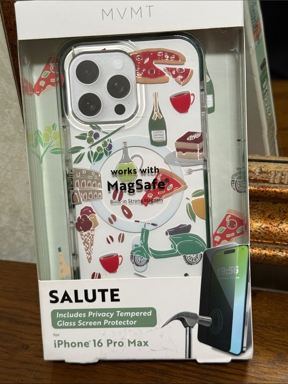 MVMT Salute iPhone 16 Pro Max Case - White with food items & other accents.